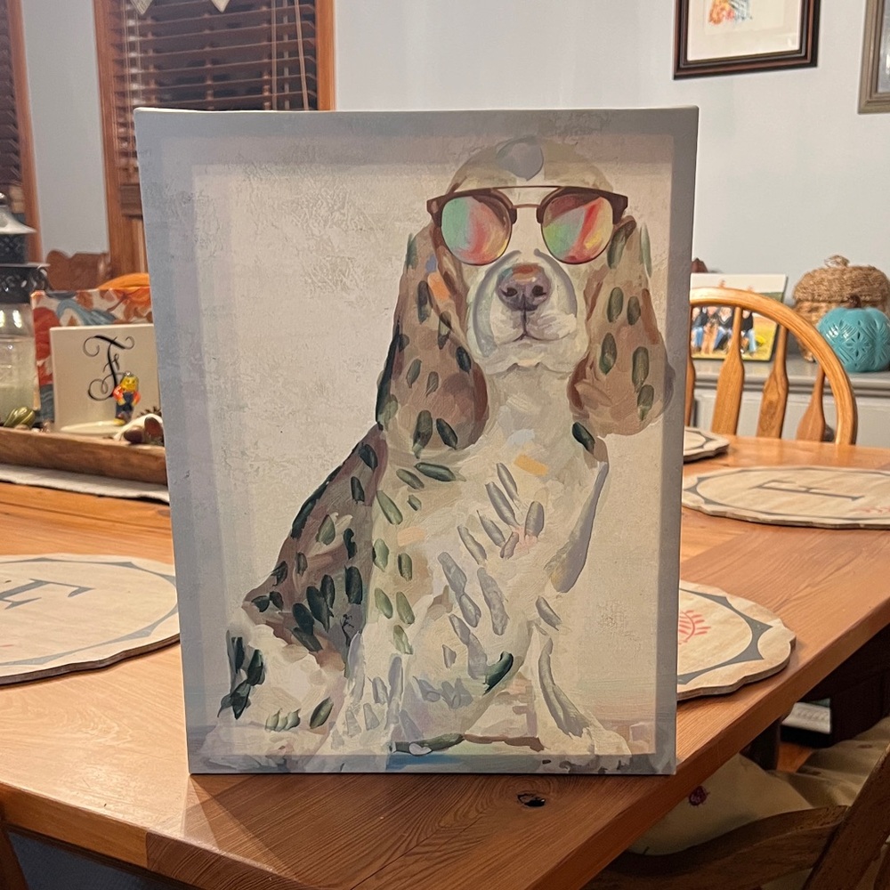 Colorful Stylish Dog Canvas Art with Sunglasses